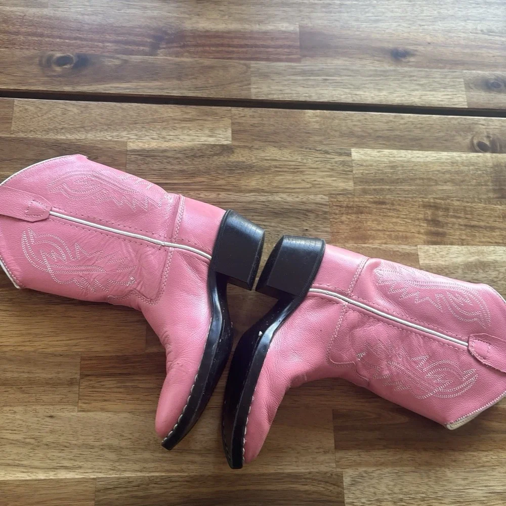 OLD WEST Pink Corona Leather Pull-On Cowboy Western Boots Toddler Girl Size 9.5D